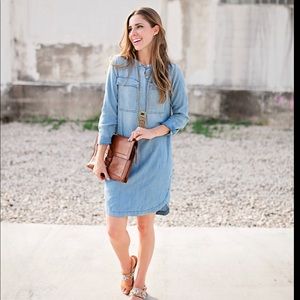 J Crew Button Down Distressed Denim Dress XXS